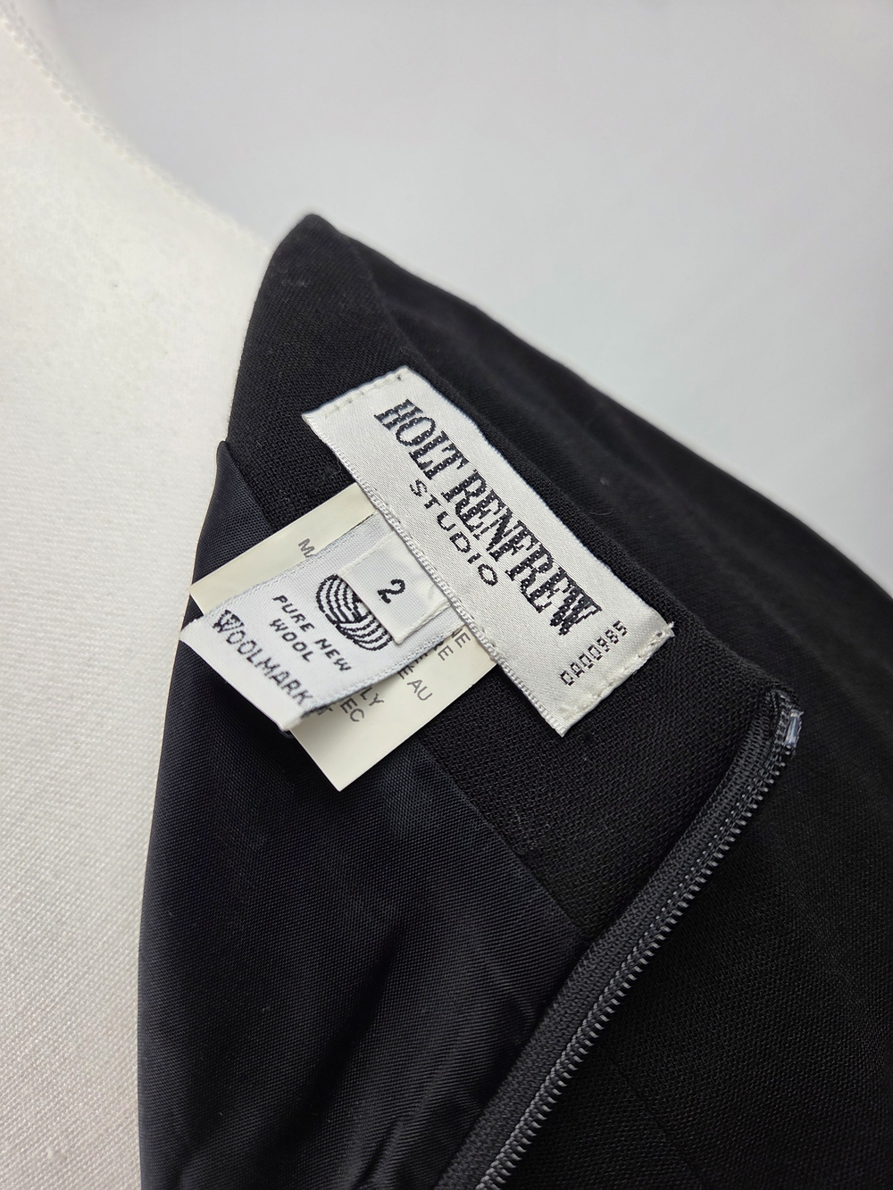 Vintage Holt Renfrew Studio Black Wool Pencil Skirt - Picture 11 of 12